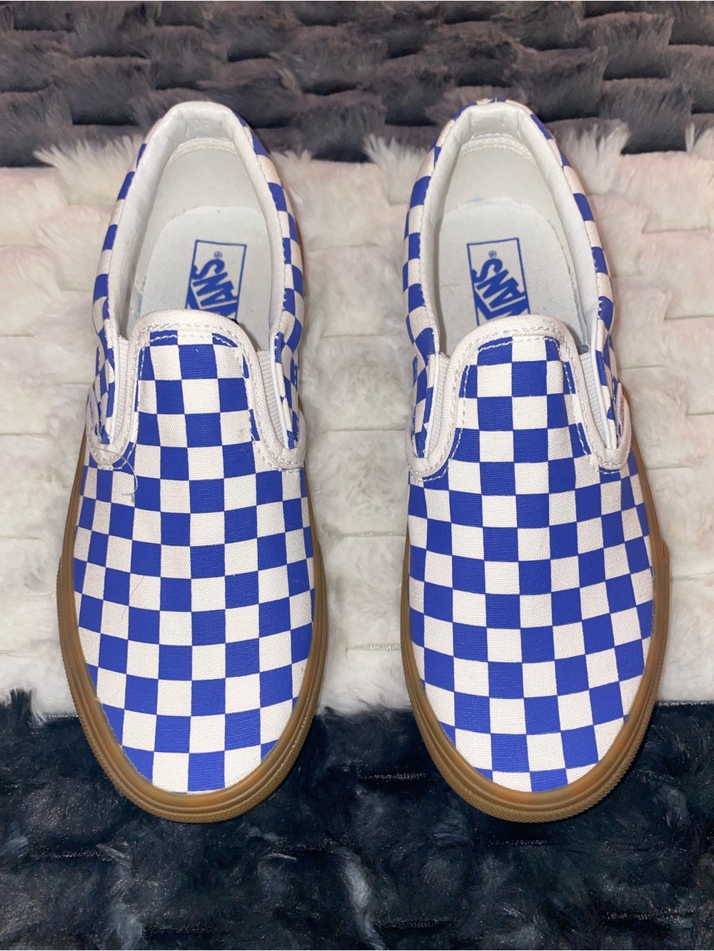 Vans Kids Classic Slip-On Checkerboard Sneakers - Blue & White